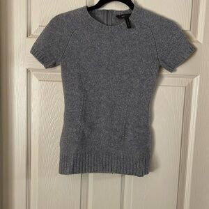 BCBG MaxAzria Grey wool crewneck short sleeve sweater 22 inches long